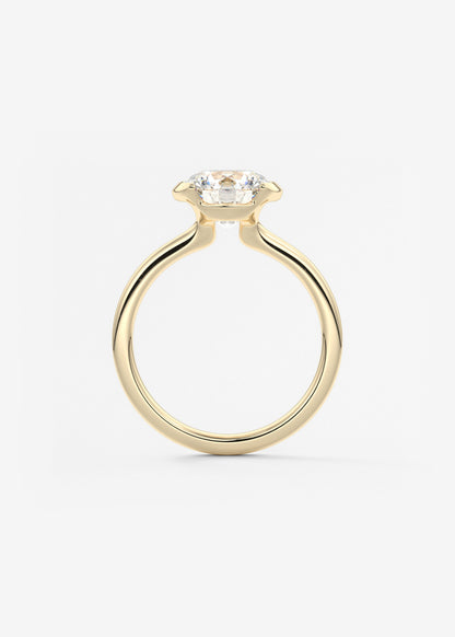Round Half Bezel Lab Grown Diamond Engagement Ring