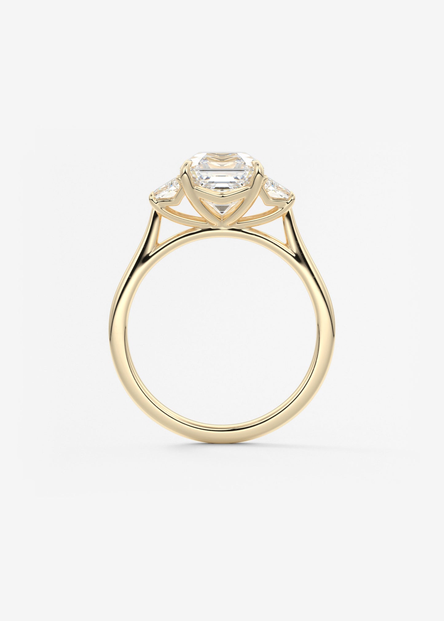 Asscher Three Stone Lab Grown Diamond Engagement Ring