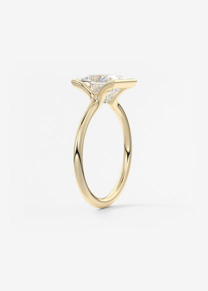 Princess Half Bezel Lab Grown Diamond Engagement Ring