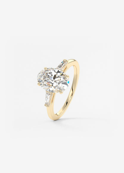 Oval Three Stone Lab Grown Diamond Engagement Ring