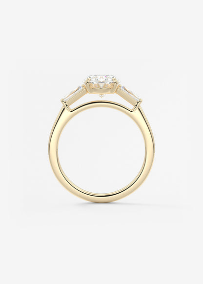 Oval Three Stone Lab Grown Diamond Engagement Ring